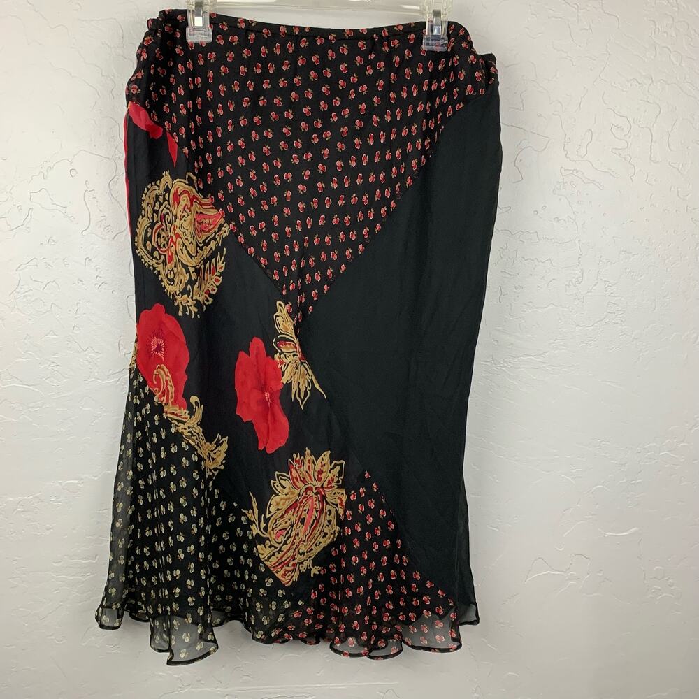 Y2K Jessi L Wimsy Goth Skirt Women's Large Black Silk Fairy Goth Dark Romantic